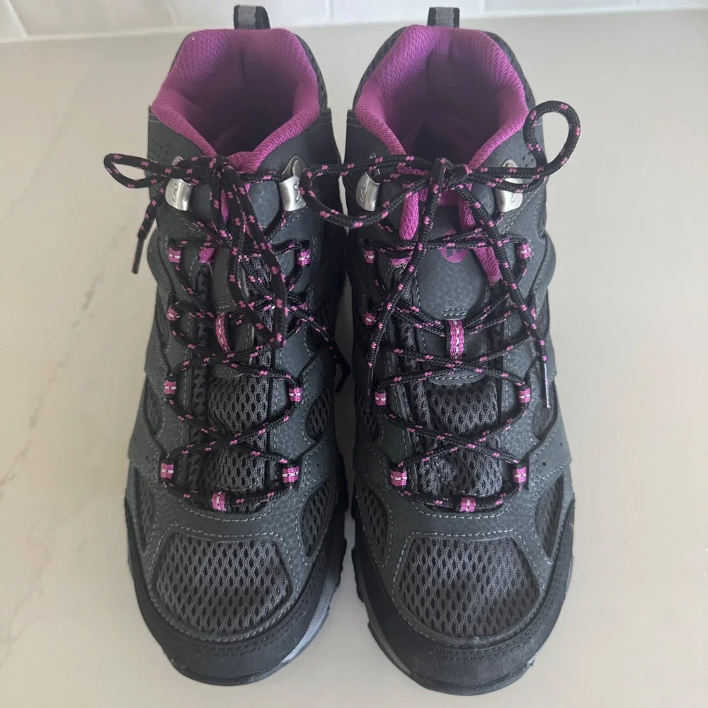 Merrell Kids Moab 3 Mid Waterproof Hiking Boots Girls 5‎ Grey Granite Berry NWOT